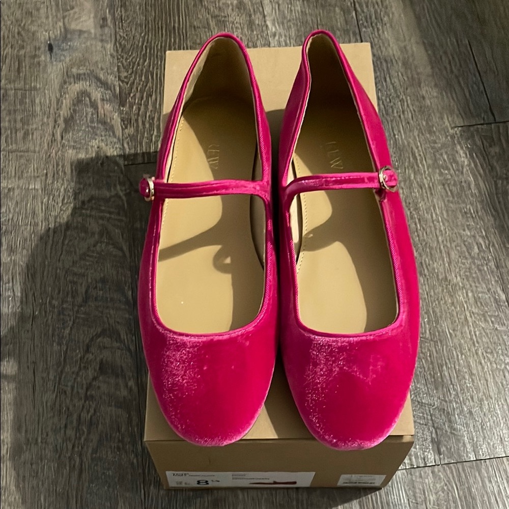 J.Crew Velvet Mary Jane Flats